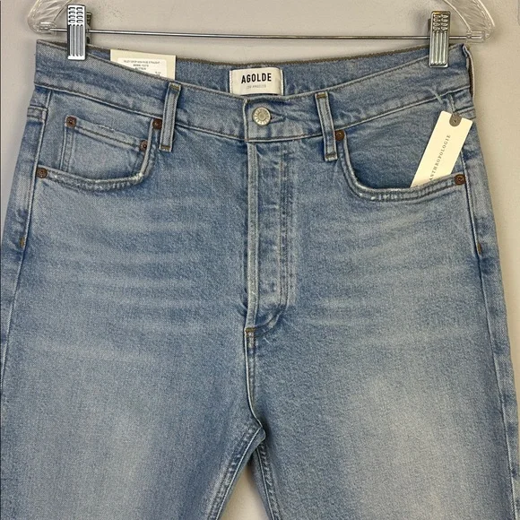 NWT Agolde Riley High Rise Straight Crop Jeans in Bitter Size 29 Cotton Stretch - Picture 3 of 16